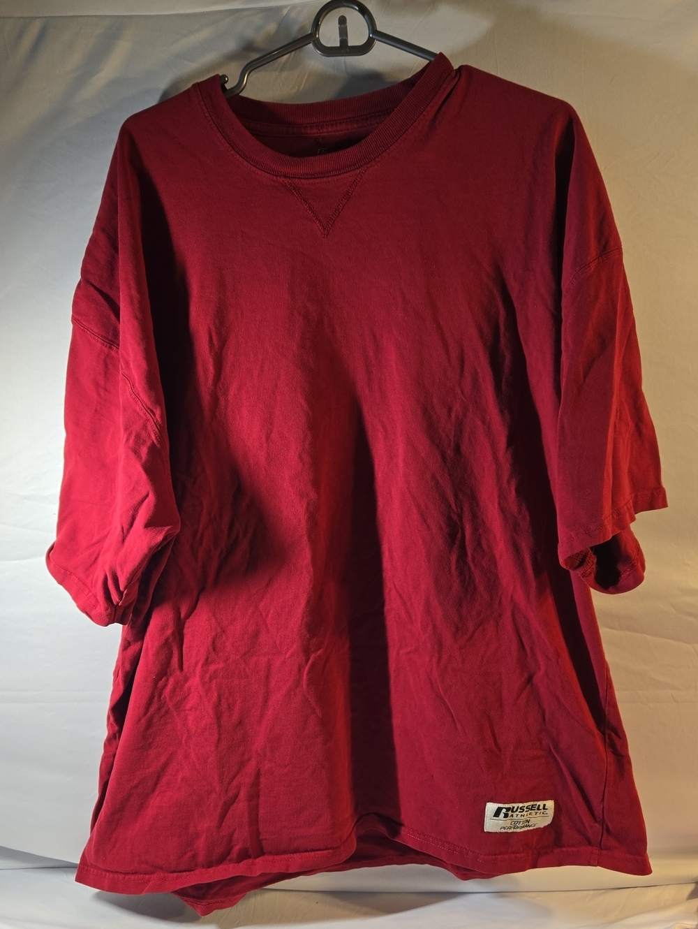 Vintage 90s Russell Athletic Blank Red Crewneck Short Sleeve Boxy Oversized